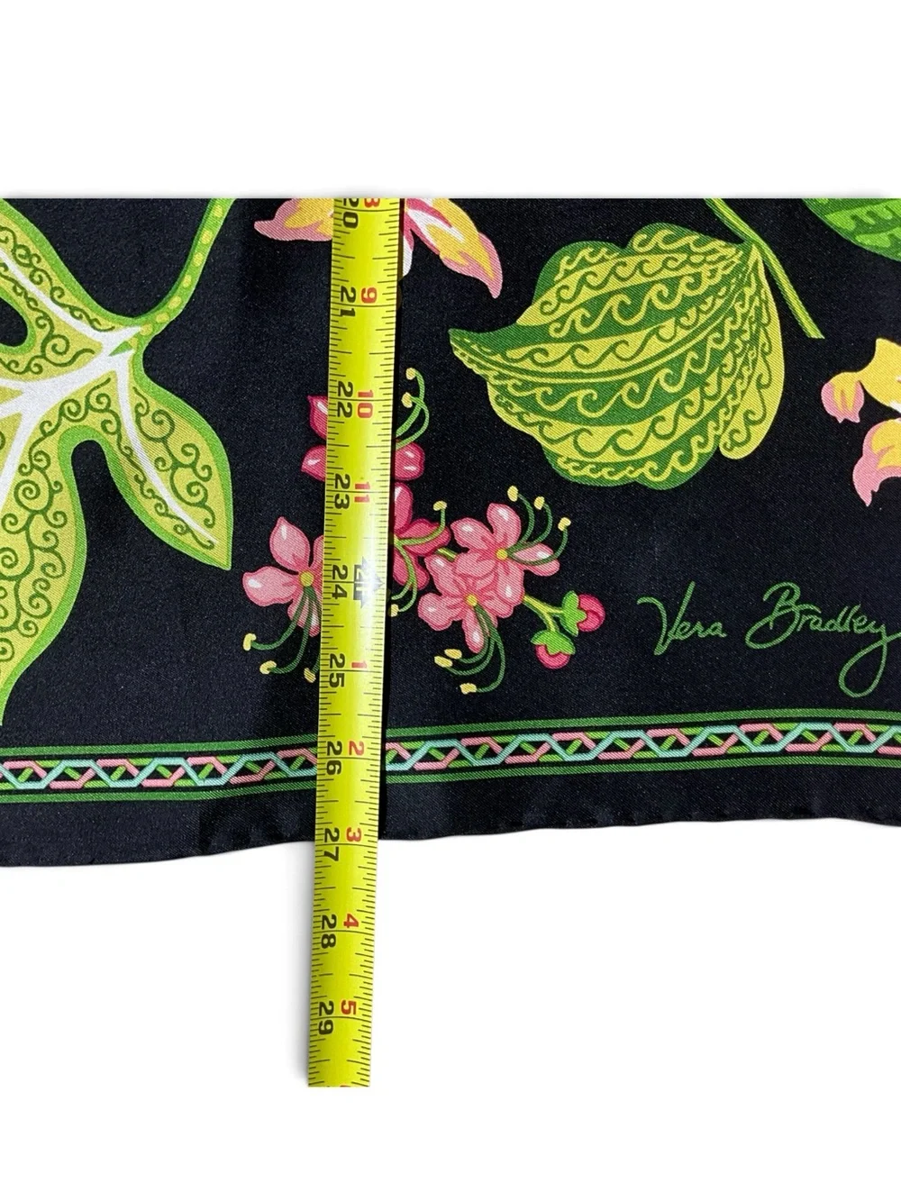 Vera Bradley Botanica 100% Silk Scarf 27” Square Black Floral